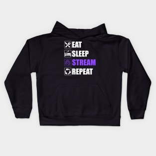 Eat Sleep Stream Repeat - Funny Streamers Kids Hoodie